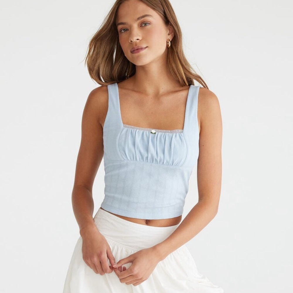 Aeropostale Solid Square-Neck Cropped Tank